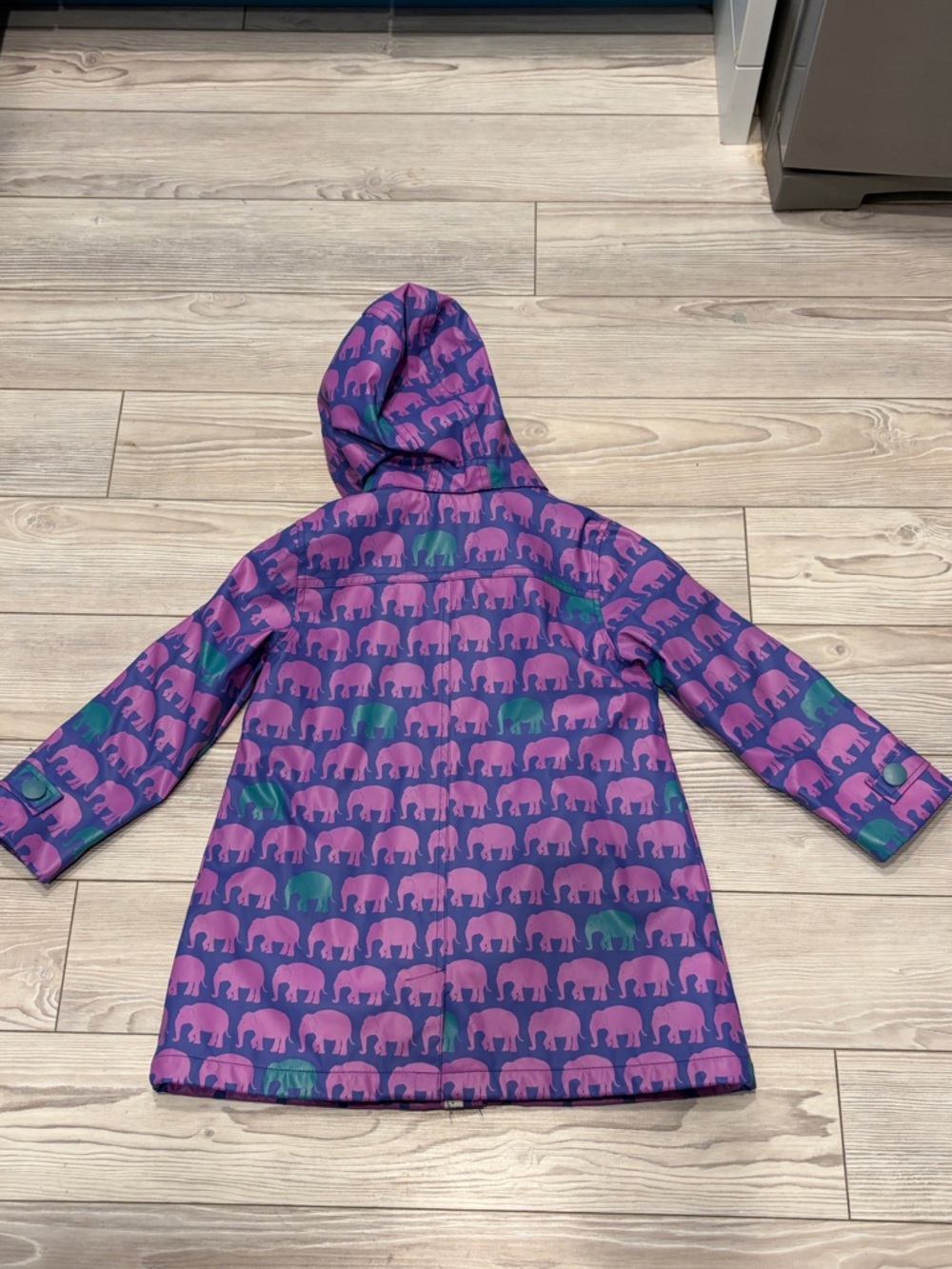 Hatley Purple & Pink Elephant Detachable Hooded Raincoat Size 5 Fleece Lined - Picture 4 of 5